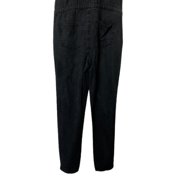 PAIGE Suki Black Pearl Lyocell Denim Relaxed Tapered Leg Jumpsuit - Picture 8 of 16